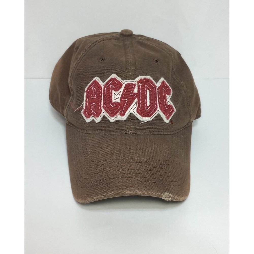 AC/DC Strapback Hat Cap Bio-Domes Distressed Brown 2005 Band Concert Tour Logo